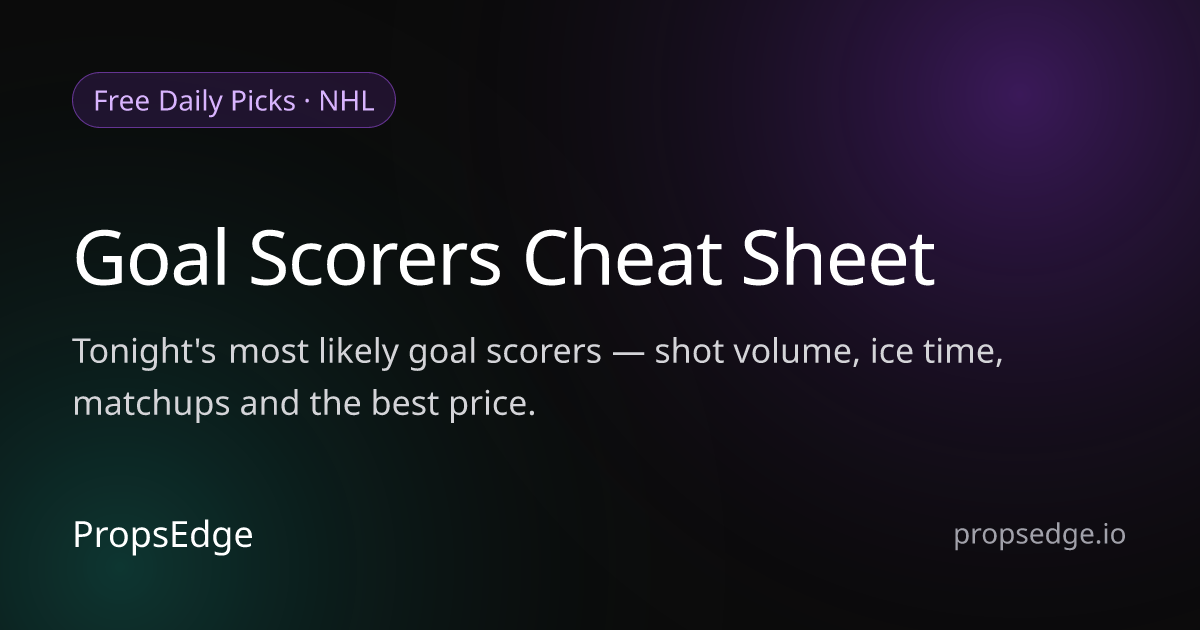 Free NHL Goal Scorers Cheat Sheet — Best Anytime Goal Bets Today ...