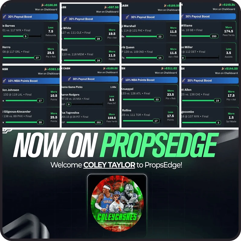 Now on PropsEdge: Coley Taylor joins PropsEdge