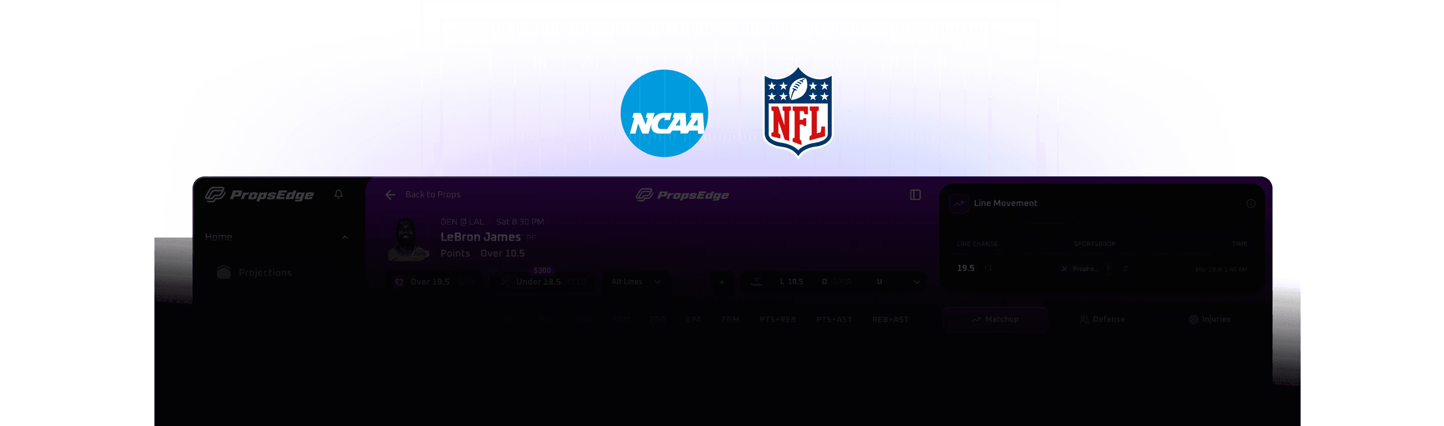 Football leagues and the PropsEdge dashboard